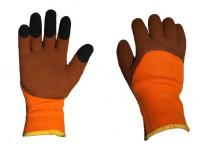 Перчатки зимние акриловые ПЕНА; Оранжевые с черным покрытием