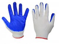 Перчатки нейлоновые с нитриловым обливом (35гр) Белые с синим обливом